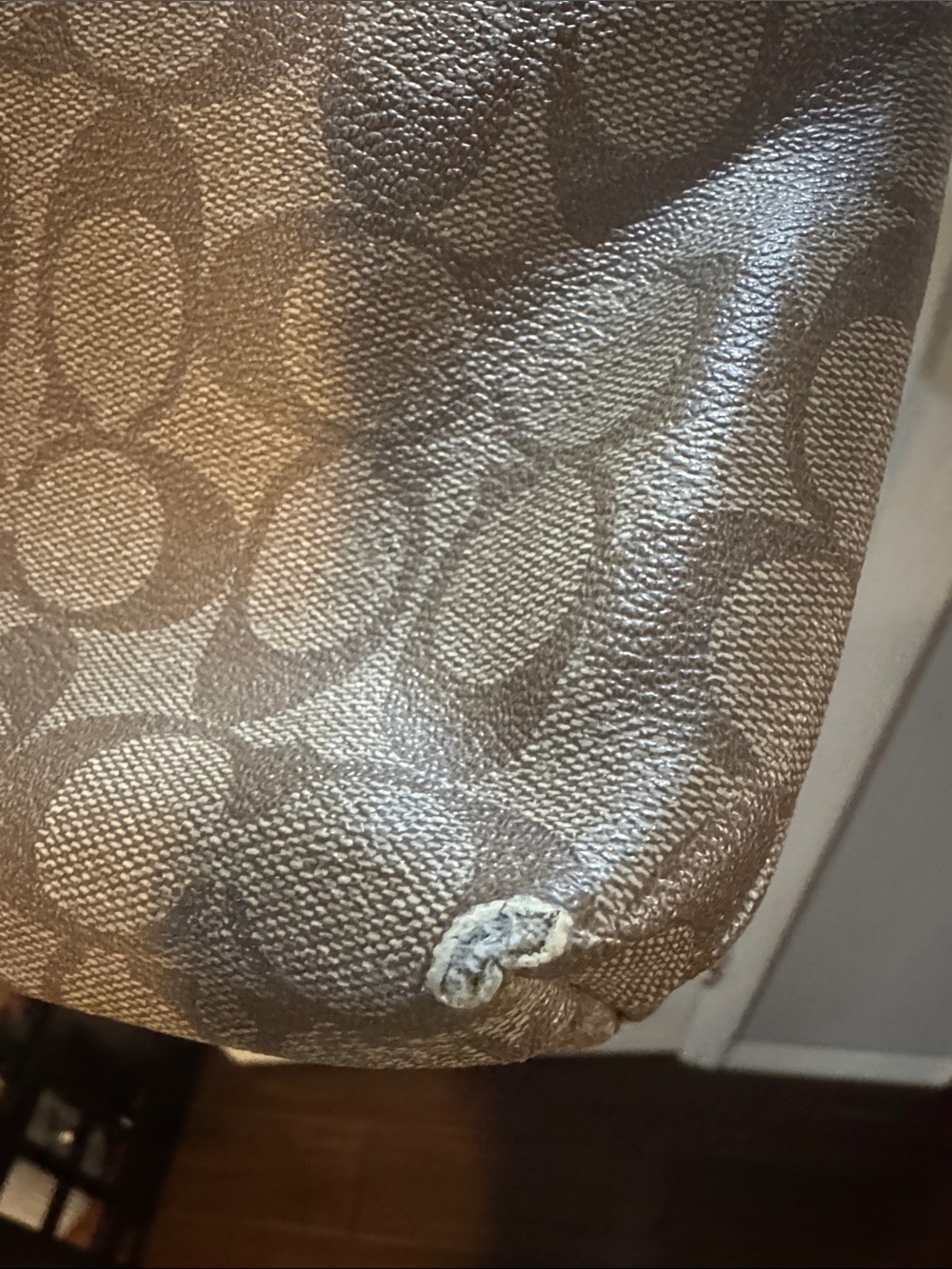 Coach Monogram Crossbody with Red and Pink Center Stripe - Picture 10 of 10